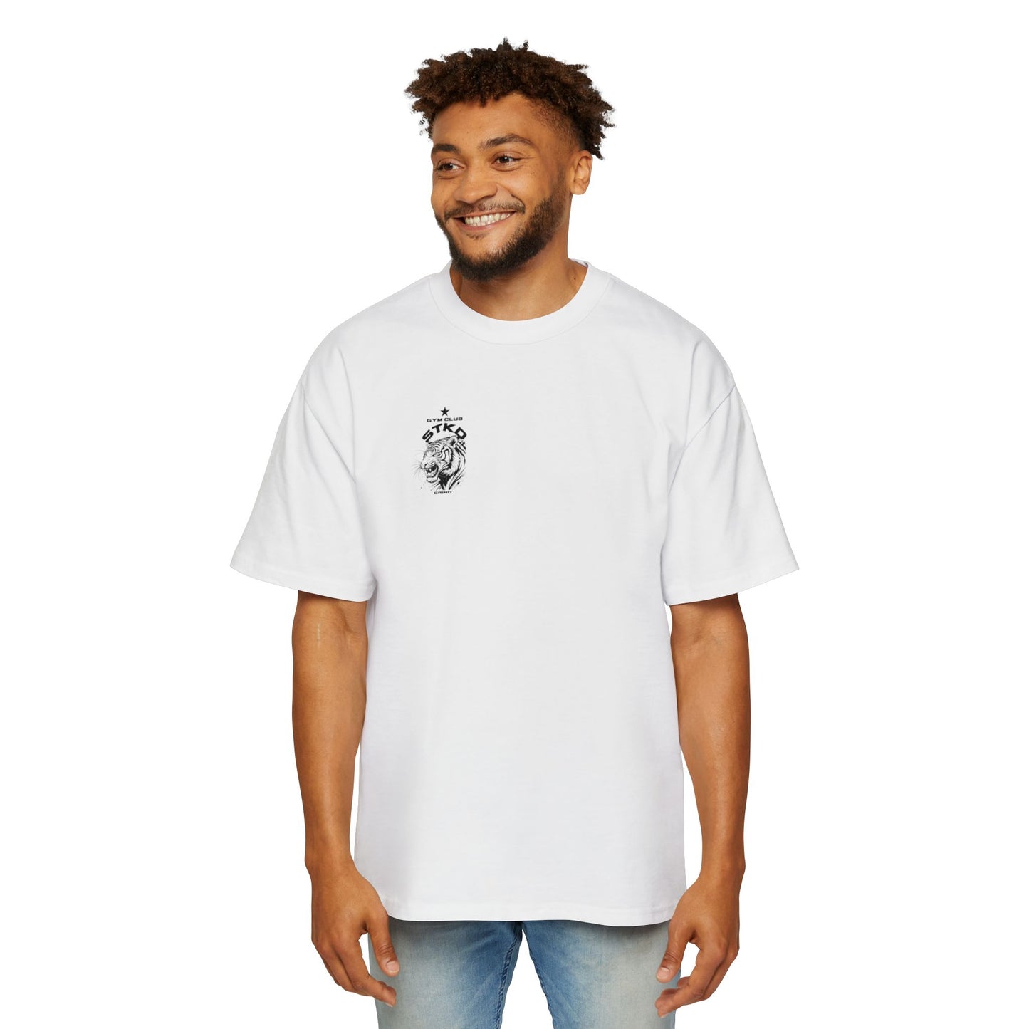 Oversized Stacked Gym Club Tee - Ecru